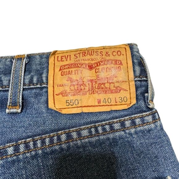 Levi's 550 Men's Flannel Lined Relaxed Fit Blue Denim Straight Leg Jeans 40 x 30 - Picture 7 of 10